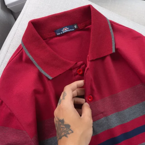 Áo thun cotton cổ bẻ sọc ngang( giá mới)