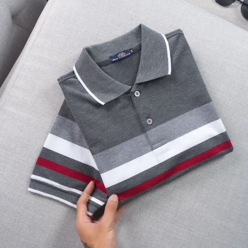 Áo thun cotton cổ bẻ sọc ngang( giá mới)