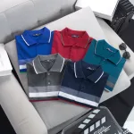 Áo thun cotton cổ bẻ sọc ngang( giá mới)