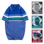 Áo thun cotton cổ bẻ sọc ngang( giá mới)
