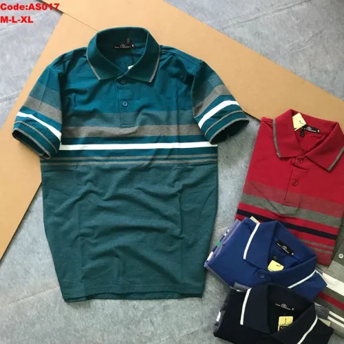 Áo thun cotton cổ bẻ sọc ngang( giá mới)