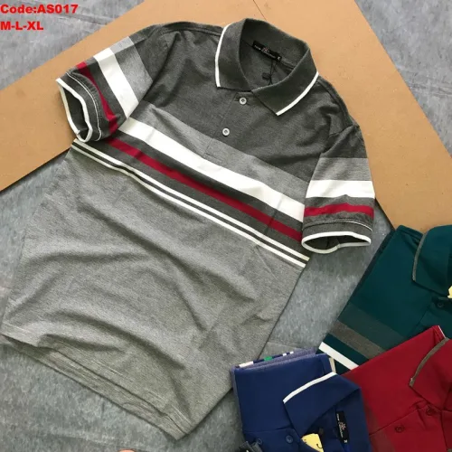Áo thun cotton cổ bẻ sọc ngang( giá mới)
