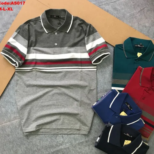Áo thun cotton cổ bẻ sọc ngang( giá mới)