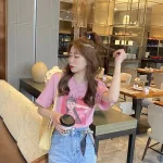Áo thun kiểu nữ form suông vừa in hình cô gái