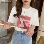Áo thun kiểu nữ form suông vừa in hình cô gái