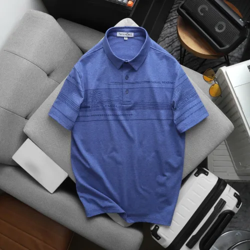 Áo Thun Polo Nam - Áo Thun Nam Cổ Bẻ Phối Sọc In Hình Cây Dừa Trước Ngực Size Từ 45-95kg
