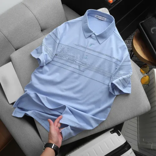Áo Thun Polo Nam - Áo Thun Nam Cổ Bẻ Phối Sọc In Hình Cây Dừa Trước Ngực Size Từ 45-95kg