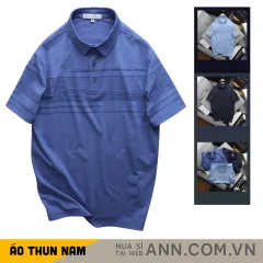 Áo Thun Polo Nam - Áo Thun Nam Cổ Bẻ Phối Sọc In Hình Cây Dừa Trước Ngực Size Từ 45-95kg