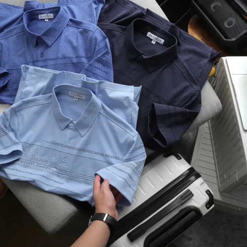 Áo Thun Polo Nam - Áo Thun Nam Cổ Bẻ Phối Sọc In Hình Cây Dừa Trước Ngực Size Từ 45-95kg