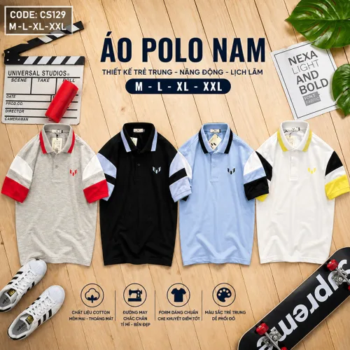 Áo Thun Nam Cá Sấu Polo Tay Ngắn Phối