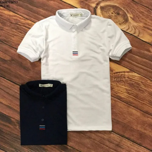 Áo thun nam cổ polo thêu 3 sọc đỏ xanh( giá mới)