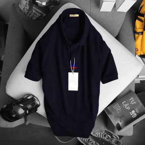 Áo thun nam cổ polo thêu 3 sọc đỏ xanh( giá mới)