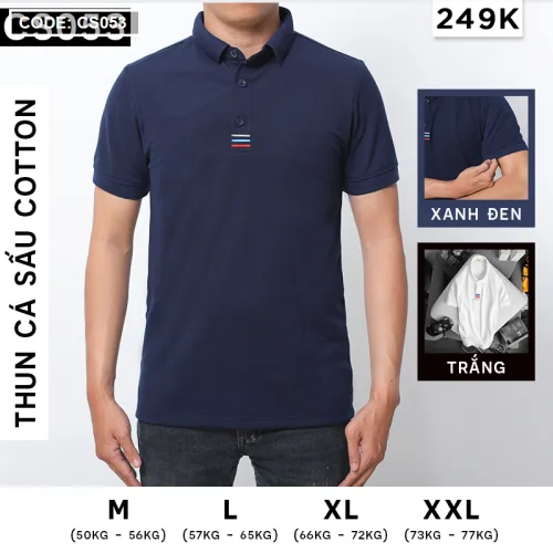 Áo thun nam cổ polo thêu 3 sọc đỏ xanh( giá mới)