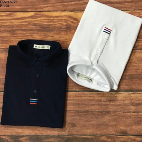 Áo thun nam cổ polo thêu 3 sọc đỏ xanh( giá mới)