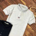 Áo thun nam cổ polo thêu 3 sọc đỏ xanh( giá mới)