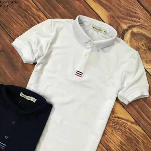 Áo thun nam cổ polo thêu 3 sọc đỏ xanh( giá mới)