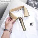 Áo Thun Nam Có Cổ Cá Sấu Viền Sọc Thêu Logo Bear (Có Size 3XL)