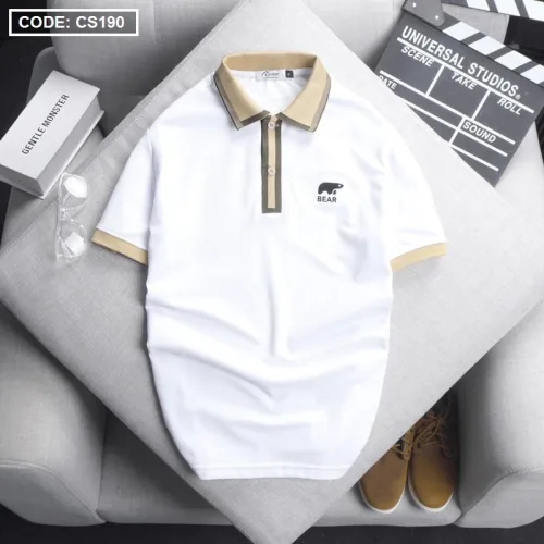 Áo Thun Nam Có Cổ Cá Sấu Viền Sọc Thêu Logo Bear (Có Size 3XL)