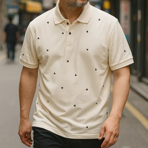 Áo Thun Nam Có Cổ Polo In Hình Tam Giác