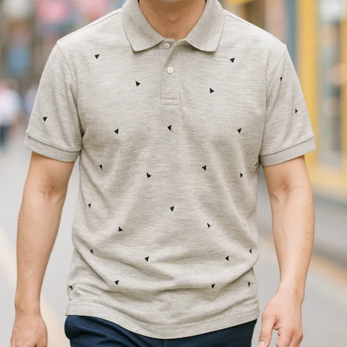 Áo Thun Nam Có Cổ Polo In Hình Tam Giác