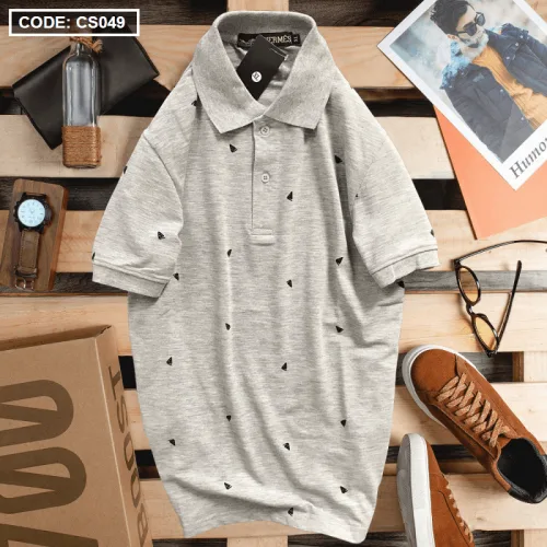 Áo Thun Nam Có Cổ Polo In Hình Tam Giác