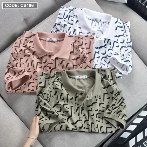 Áo Thun Nam Cá Sấu Poly In Chữ Cái (Có size 3x)