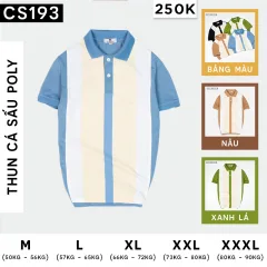 Áo thun nam cá sấu poly sọc đứng cổ điển (có size 3x)