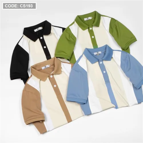 Áo thun nam cá sấu poly sọc đứng cổ điển (có size 3x)