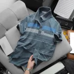 Áo Thun Nam Cổ Bẻ Có Túi Hoạ Tiết Sọc Ngang In Dẻo (Có size 3x)