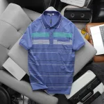Áo Thun Nam Cổ Bẻ Có Túi Hoạ Tiết Sọc Ngang In Dẻo (Có size 3x)