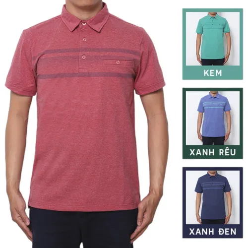 Áo Thun Nam Tay Ngắn Có Cổ Có Túi Thun Cotton Đốm