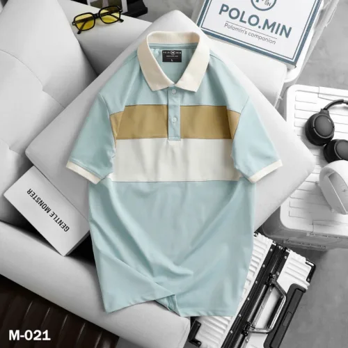 Áo Thun Nam Cổ Bẻ Họa Tiết Hai Sọc Viền Bo Tay Áo Bền Đẹp (Có Size 3XL)