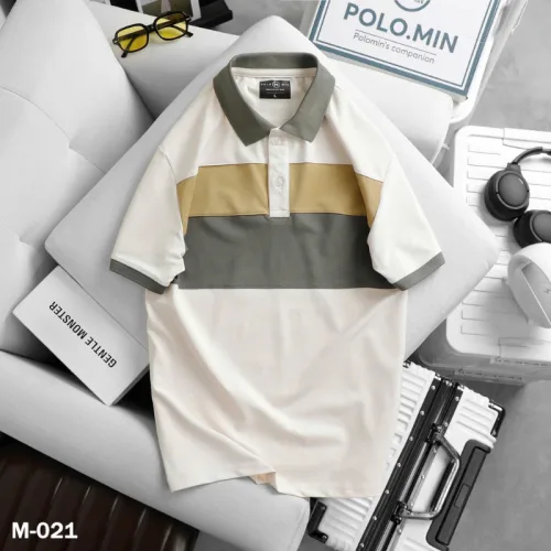 Áo Thun Nam Cổ Bẻ Họa Tiết Hai Sọc Viền Bo Tay Áo Bền Đẹp (Có Size 3XL)