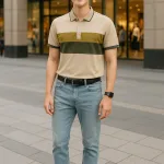Áo Thun Nam Cổ Bẻ Họa Tiết Hai Sọc Viền Bo Tay Áo Bền Đẹp (Có Size 3XL)