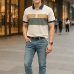 Áo Thun Nam Cổ Bẻ Họa Tiết Hai Sọc Viền Bo Tay Áo Bền Đẹp (Có Size 3XL)