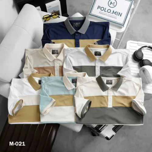 Áo Thun Nam Cổ Bẻ Họa Tiết Hai Sọc Viền Bo Tay Áo Bền Đẹp (Có Size 3XL)
