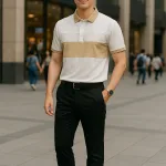 Áo Thun Nam Cổ Bẻ Họa Tiết Hai Sọc Viền Bo Tay Áo Bền Đẹp (Có Size 3XL)