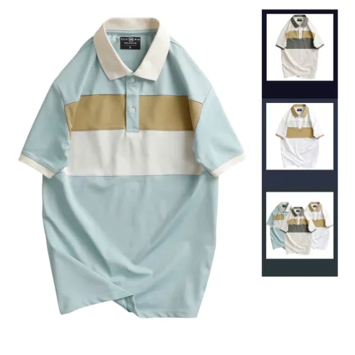 Áo Thun Nam Cổ Bẻ Họa Tiết Hai Sọc Viền Bo Tay Áo Bền Đẹp (Có Size 3XL)