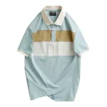 Áo Thun Nam Cổ Bẻ Họa Tiết Hai Sọc Viền Bo Tay Áo Bền Đẹp (Có Size 3XL)