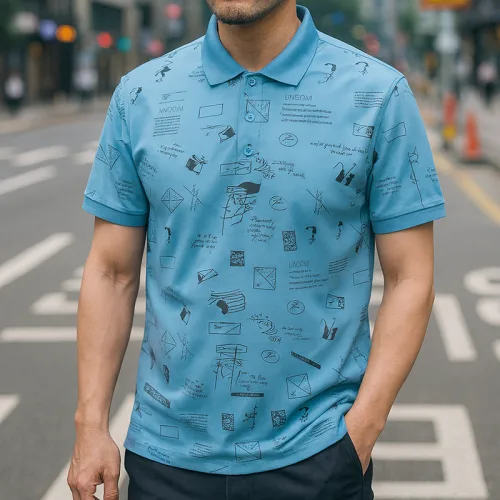 Áo Thun Nam Cổ Bẻ In Hình Họa Tiết (Có Size 3XL)