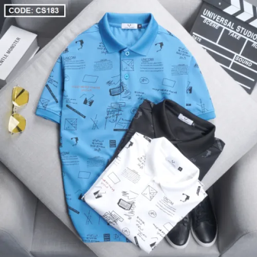 Áo Thun Nam Cổ Bẻ In Hình Họa Tiết (Có Size 3XL)