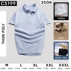 Áo Thun Nam Cổ Bẻ In Hoạ Tiết Chữ (Có Size 3x)