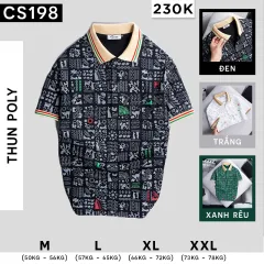 Áo Thun Nam Cổ Bẻ In Hoạ Tiết Viền Bo Màu (Có size 3x)