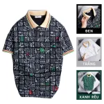 Áo Thun Nam Cổ Bẻ In Hoạ Tiết Viền Bo Màu (Có size 3x)
