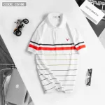 Áo Thun Nam Có Cổ Tay Ngắn In Sọc (Có Size 3XL)