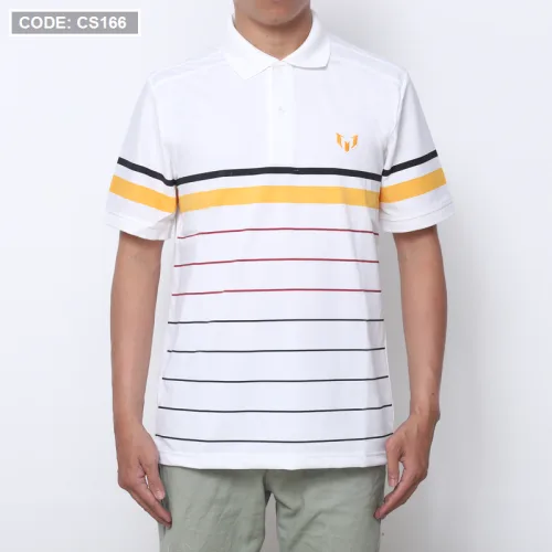 Áo Thun Nam Có Cổ Tay Ngắn In Sọc (Có Size 3XL)