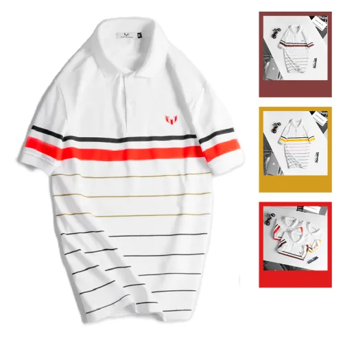 Áo Thun Nam Có Cổ Tay Ngắn In Sọc (Có Size 3XL)