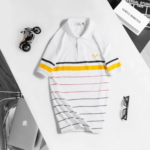 Áo Thun Nam Có Cổ Tay Ngắn In Sọc (Có Size 3XL)