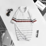 Áo Thun Nam Có Cổ Tay Ngắn In Sọc (Có Size 3XL)