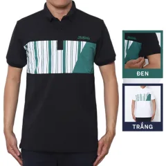 Áo Thun Nam Có Cổ Phối Họa Tiết Sọc Ngang Cá Sấu Poly (Có Size 3XL)